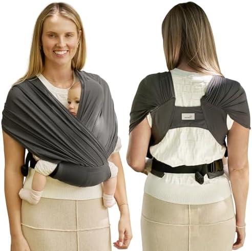 GROWNSY Comfy-Air Breathable Baby Carrier Newborn, 2-in-1 Mesh Baby Wraps Carrier for 7-35lbs, T-Webbing Zone Support, Ergonomic and Lightweight, Dark Grey