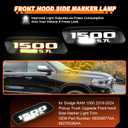 LED Front Bumper Fender Side Marker Light for Dodge RAM HEMI 1500 5.7L 2019-2024 -2PCS(LH+RH) White Daytime Running Light DRL & Amber Turn Signal Light Indicators, Replaces Hood Emblem Badge