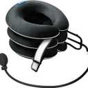 S Cervical Neck Traction Device for Neck Pain Relief - Inflatable Neck Stretcher Collar for Decompression - Best Home Use Neck Brace Pump (Black Plush)