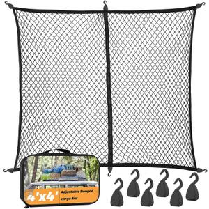 Cargo Net for Pickup Truck Bed - Cargo Nets for Trailer Boat 4'x4' to 8'x8' Truck Beds Netting - Automotive Cargo Net with 6 Hooks