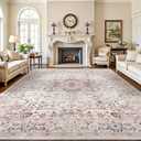 Lofus 8x10 Area Rugs for Living Room, Washable Area Rug, Rugs for Bedroom, Kitchen, Vintage Boho Carpet, Soft Non-Slip, Low Pile Large Area Rug for Office Dining Room, Pink