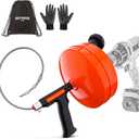 Drain Snake with Drill Attachment, Double Mode Drain Auger for Shower, Sink, Bathrom and Kitchen, w/Gloves and Storage Bag