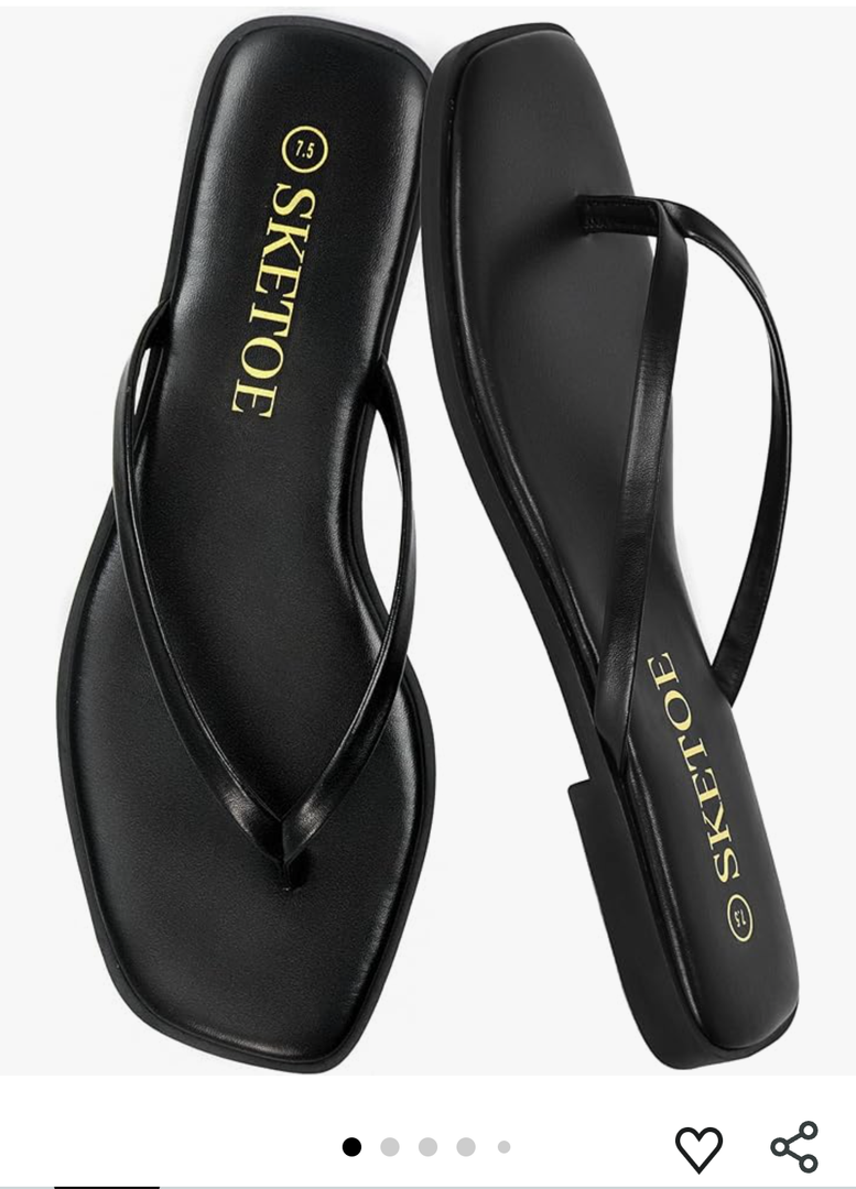 SKETOE Flip Flops for Women Square Toe Flat Sandals for Women Comfortable Thong Sandals Vegan Leather Flip Flops Lightweight Summer Beach Sandals Dressy Vacation Essentials Slides , Size 8