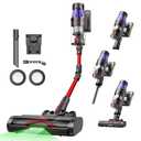 Ultenic Cordless Vacuum Cleaner, 600W 55Kpa 60Mins Runtime, Stick Vacuum Cordless with 180°Bendable Wand, Anti-Tangle Brush, Vacuum Cleaners for Home/Pet Hair/Carpet/Floor (Red)