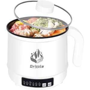 Drizzle Electric Cooker 1.7L  Multifunctional Hot Pot Nonstick Pan  Dorm Office Portable Rapid Ramen Cooker Boil Dry Protection  For Noodles Steak Cooker Eggs StirFrying Pasta Oatmeal