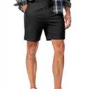 JMIERR Men's Classic-Fit 7" Chino Short Summer Stretch Waist Cotton Twill Casual Dress Shorts with Pockets (Medium)