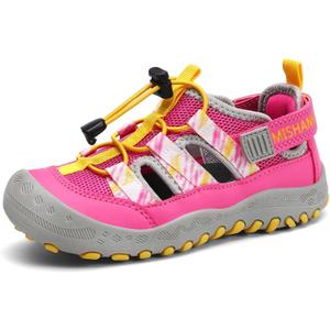 Mishansha Kids Outdoor Sport Sandals Closed Toe Adjustable Boys Girls Hiking Sandals Non-Slip Quick-Dry Water Sandal for Toddler Little Kid Big Kid 2.5 Big Kid, Rose Red