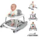 5-in-1 Baby Walker for Boys and Girls Music and Lights 6-18 Months, Foldable Baby Walkers with 5 Adjustable Heights, Infant Toddler Walker with Wheels and Combo PortableGrey