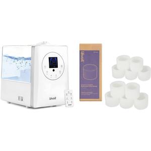 LEVOIT Humidifiers for Bedroom Large Room Home, 6L Warm and Cool Mist Ultrasonic Air Vaporizer White & 10-Pack Humidifier Replacement Filters, Capture Fine Particles in Water Tank White