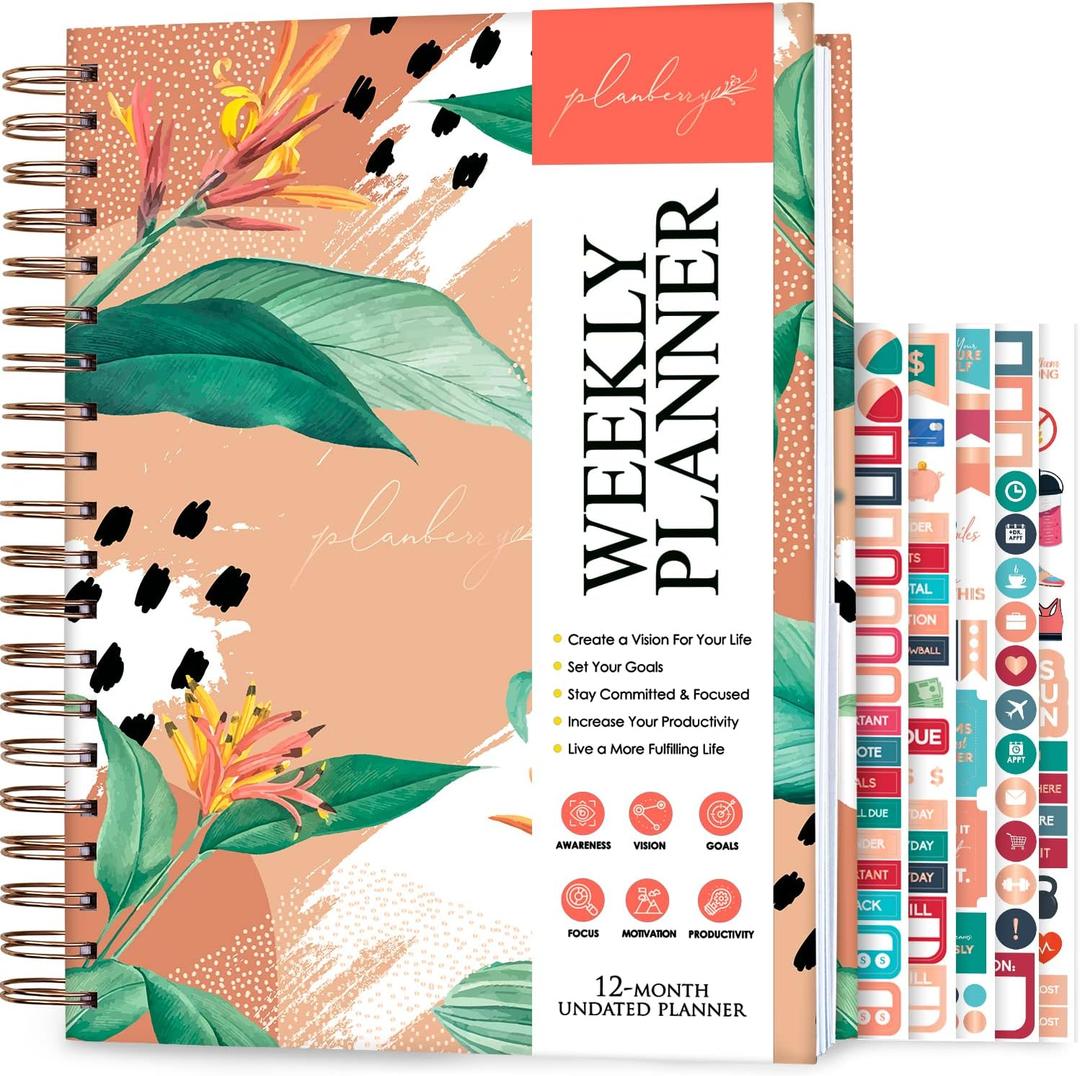 PLANBERRY Large Weekly Planner Premium  Undated Life & Budget Planner  Organizer & Productivity Journal, 8x10.4 (African Terracotta)