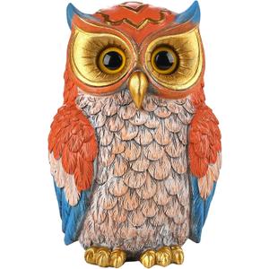 Owl Figurine, Resin Animal Sculpture Statue for Home Decor, Bookshelf, Bedroom, Living Room, Office & Table Mantle Display Decorations - Unique for Bird Lovers