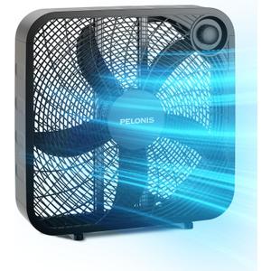 Pelonis Box Fan 20 Inch Adjustable 3 Speeds For the Perfect Noise Level for Sleeping 4 Blade Technology Provides Powerful Airflow to Beat the Heat Sleek Design, Lightweight, Durable, Black