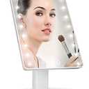KOOKIN Lighted Vanity Makeup Mirror 16 Led Lights 180 Degree Rotation Lighted Mirror Touch Screen Adjusted Brightness Desk Mirrors USB Dual Supply Bathroom Beauty Cosmetic Mirrors (White)