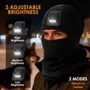 Winter Balaclava Knitted Ski Mask with LED Light - Fleece Lined Full Face Cover Windproof Snow Mask for Skiing, Motorcycling