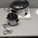 Elite Gourmet MST-500D Electric Slow Cooker, Includes 0.75-Quart Dipper with Adjustable Temp, Entrees, Sauces, Stews & Dips, Dishwasher Safe Glass Lid & Crock, 5 Quart, Stainless Steel