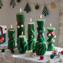 7-Pack Pillar Candles - Soy Wax Handmade Ribbed Candles for Home Decor, Housewarming Gift, Shelf & Table Decor - Aesthetic Modern Candles Set (Green)