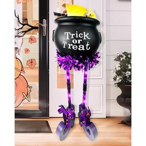 Amazon.com: Dehoxara Halloween Decorations 24'' Witches Legs Candy Bowl with 26 LED Lights Trick or Treat Sign Funny Witch Cauldron Hocus Pocus Bucket for Party Porch Lawn Outdoor Home Decor