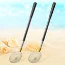 Lounsweer 2 Pcs Beach Sand Sifter Sand Scoop Shell Scooper for Beachcombing Picking up Shells Rock Hunting Extra Long 16.54''-58.27'' Adjustable Handle Multifunction Shell Sand Sifter