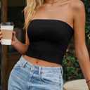LILLUSORY Women’s 2026 Summer Strapless Tube Tops Y2K Stretchy Bandeau Crop Clothes for Beach Vacation and Going Out (Black, S)
