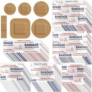 Weewooday 300 Pcs Small Bandages - Bulk Nose Bandages, Fabric, Adhesive, Flexible, Breathable - 0.34 x 1.6, 0.87, 0.94, 1.06, 1.38, 1.5 Inch