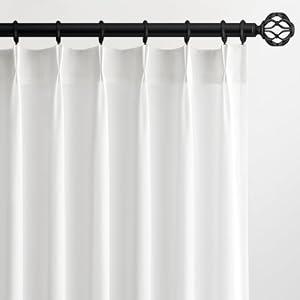Pinch Pleated Sheer Curtains 120 Inches Long, Light Filtering Semi Sheer White Linen Curtains with Hooks Neutral Boho Farmhouse Window Drapes for Living Room Bedroom 2 Panels Set, 40x120 Ivory White