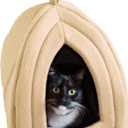 Cat House - Indoor Bed with Removable Foam Cushion - Pet Tent for Puppies, Rabbits, Guinea Pigs, Hedgehogs, and Other Small Animals by PETMAKER (Tan)