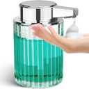 Automatic Soap Dispenser Foam for Bathroom: 8 OZ Glass Touchless Clear Auto Foaming Soap Dispenser for Kitchen - Hand Dish Lotion Home Countertop Kids - Family Couple