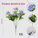 Artificial Lily Flowers 14'' for Outdoors 6 Bundles Fake Flowers Plastic Plants UV Resistant for Home Garden Spring Summer Outdoor Indoor Decorations (Blue)