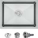 POPFLY 23 Inch Undermount Kitchen Sink, Single Bowl 18 Gauge 304 Stainless Steel Outdoor Sink, 2318 In Bar Prep Small Undermount Kitchen Sink, Brushed Nickel