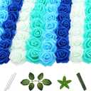 100 Pcs 2 Inch Artificial Flowers Faux Foam Fake Rose Head Bulk for Home Decor Wedding Decoration Bridal Shower Wall Table Centerpiece Arrangement DIY Craft (4 Shades of Blue Green)