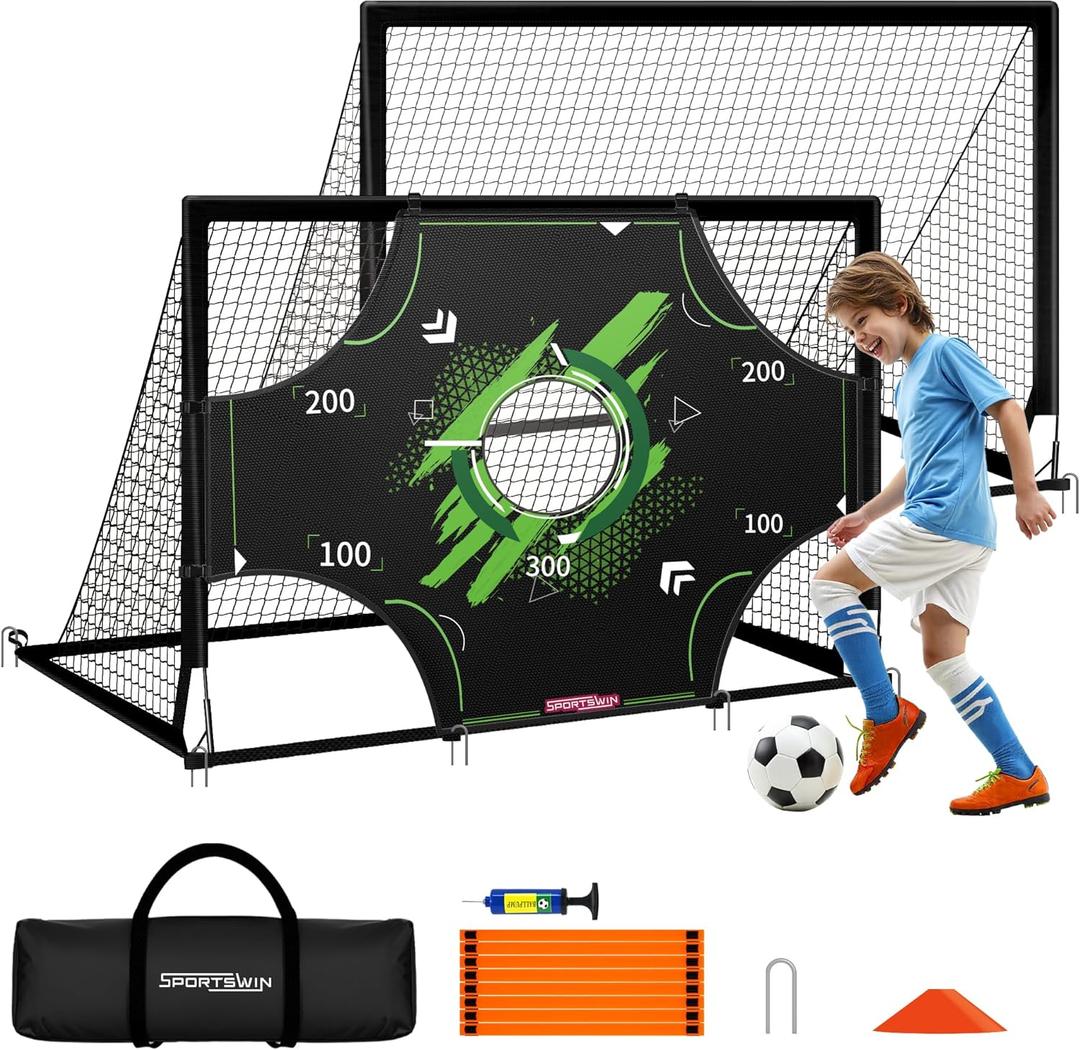 Soccer Goals for Backyard - 6x4 ft Portable Pop Up Soccer Nets Set of 2 with Ball, Ladder, Cones, Training Practice Equipment for Kids Toddler, Sport Games for Outdoor Indoor (Green) Soccer Goals for Backyard - 6x4 ft Portable Pop Up Soccer Nets Set of 2 with Ball, Ladder, Cones, Training Practice Equipment for Kids Toddler, Sport Games for Outdoor Indoor (Green)