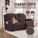 TAOCOCO Loveseat Recliner Cover with Middle Console, Stretch Loveseat Cover for 2 Seat Recliner Couch, Jacquard Reclining Sofa Covers Loveseat Slipcover Furniture Protector, Dark Coffee