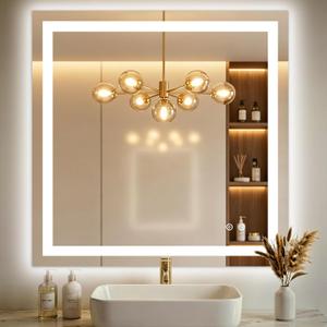 30x30 LED Bathroom Mirror with Lights, Lighted Vanity Mirror for Wall