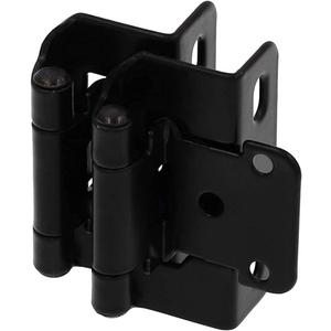 Decobasics 1/2" Overlay Semi Partial Wrap Around Kitchen Cabinet Hinges (10 Pair -20 Pack) - Self Closing Matte Black Cabinet Hinges for Kitchen Cabinets w/Cupboard Silicon Bumpers & Upgraded Screws
