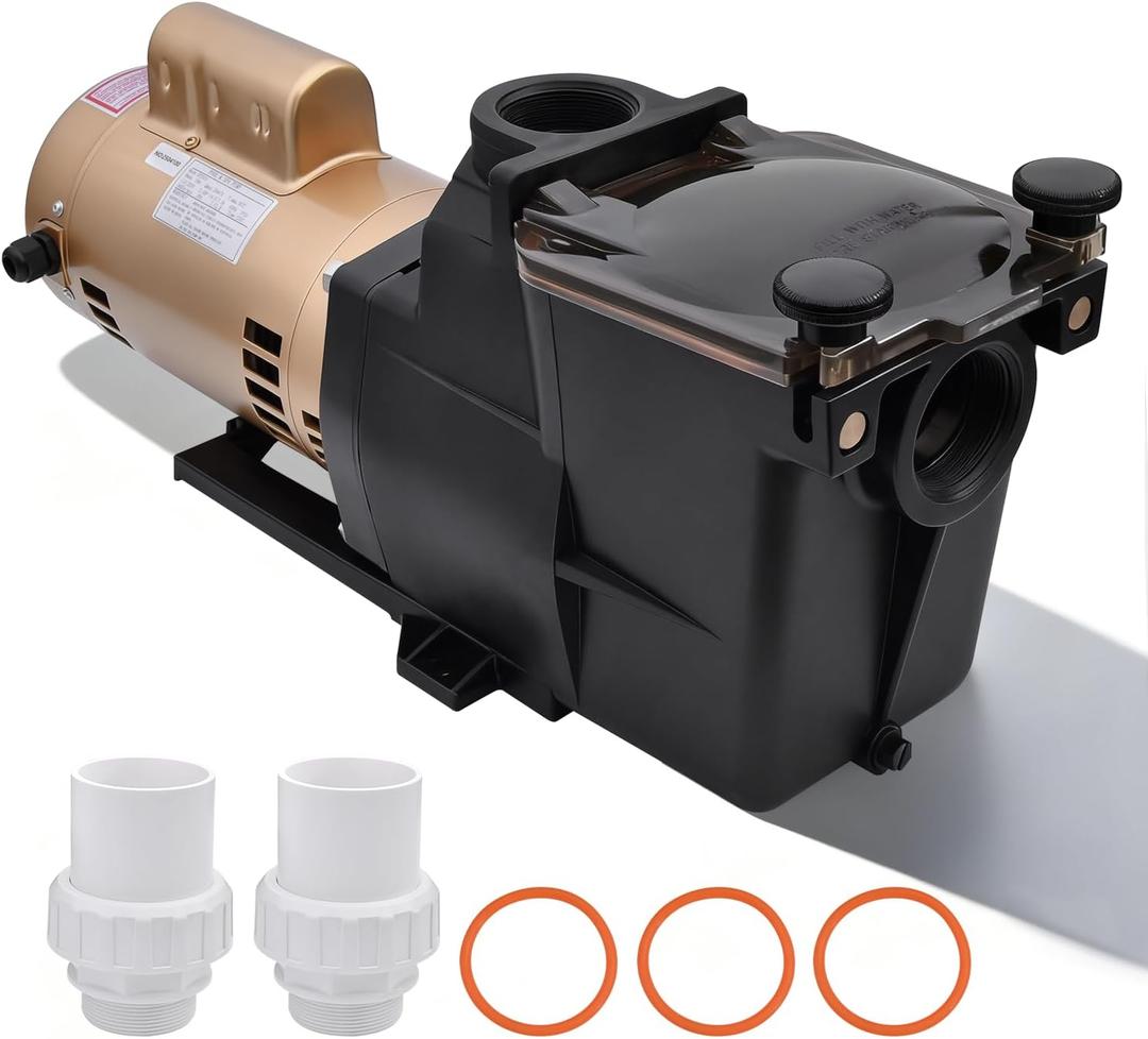 W3SP2615X20 2 HP In-Ground Pool Pump Single Speed High Flow 2" Inlet with Dual Voltage 115/230V 1-Speed 2HP Swimming Pool Super Pump with Filter Basket Fitting Adapter Replace# SP2615X20