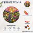 8.9 Inches Sunset Flower Garden Puzzle Suncatcher, Garden Decor, Gifts for Women