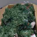 [ Timer & 8 Modes ] 9 Ft by 10 Inch 50 LED Prelit Christmas Garland Decorations Warm White Lights Thick 270 Snowy Tips 70 Red Berry 10 Pinecone Xmas Decor Garland Indoor