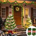 2 Pack Christmas Garland with Lights, Total 38 Feet 80 Led Battery Operated Pre-Lit Long Garland for Stairs Railing Fireplace Mantle Door Frame Decor Green Greenery Indoor Outdoor Office Decorations