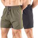 Men's 5" Running Shorts 2 Pack Quick Dry Athletic Workout Gym Shorts with Zipper Pockets, M