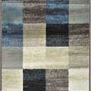 Superior Indoor Area Rug, Jute Backing, Geometric Tile Block Floor Decor for Office, Living Room, Dining, Kitchen Floors, Bedroom, Entryway, Modern Rugs, Rockaway Collection, 2ft x 3ft, Majorica Blue