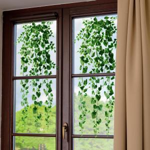 Hanging Green Leaves Window Clings 2 Set Green Vines Plant Static Window Stickers Decals for Home Living Room Office Classroom Glass Windows Door Decor (B)
