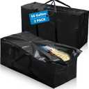 Elsjoy 2 Pack 66 Gallon Extra Large Moving Bags, 45 x 16 x 22 Inch Black XXL Storage Bags with Zippers & Handles, 250L Heavy Duty Over-Sized Storage Tote for Traveling, Moving, Camping