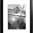 Black 11 x 9 inches Floating Glass Picture Frame, 5x7 inch Display, Modern Design, Wall Mount