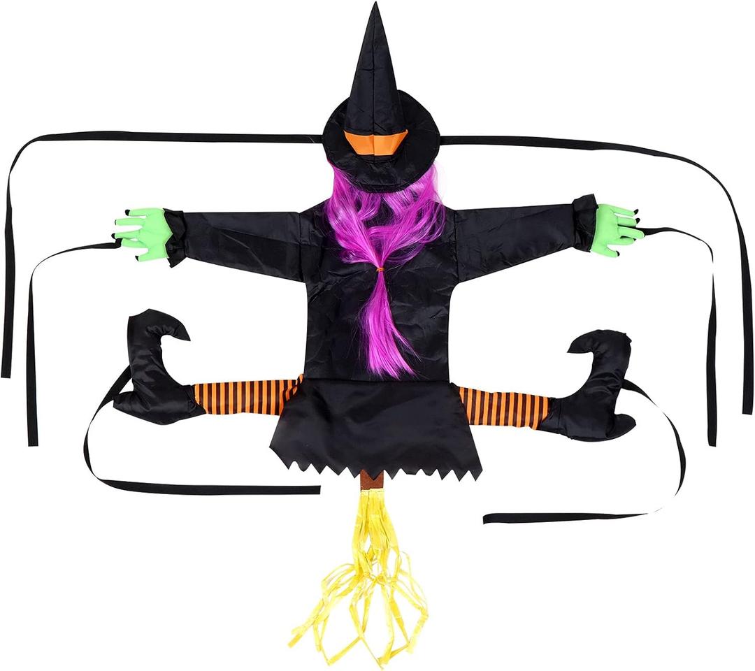 Cabilock Crashed Witch Tree Decoration Props Outdoor Halloween Ornament Hair and Hands Funny Creepy Witch Doll for Porch Party and Festival Decor