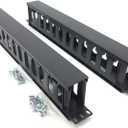 2 Pack 1U 12 Slot Horizontal Rack Mount Cable Management Organizer Plastic 19" Rack Mount with M6 Screws and Cage Nuts (PCMB12S2PC)