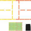 Hikeen Court Lines Marker Kit Anti-Slip and Wind-Resistant Throw Down Markers 28pcsr 84pcs, Pickleball Net Court for Outdoor Indoor Court (Yellow Orange)