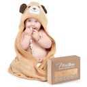 MINIBOO Hooded Baby Towels for Newborn & Toddler - Super Soft Baby Bath Towels with Hood, Highly Absorbent Viscose Made from Bamboo Hooded Towel for Boys, Girls, Newborn Essentials (32 x 32 inches, Brown Dog)