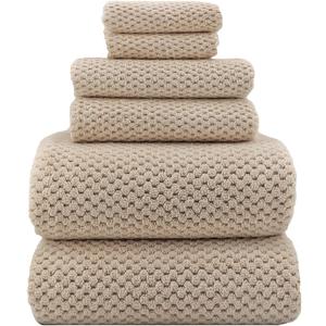 YTYC Towels, 39x78 Inch Oversized Bath Sheets for Adults Luxury Extra Large Bath Towels Sets of 6 Super Soft Shower Towels for Bathroom Microfiber 80% Polyester (Beige,6 Piece)