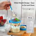 4 Pack Overnight Oats Containers with Lids and Spoons - DRKIO 16 Oz Glass Mason Jars for Overnight Oats Leak Proof Oatmeal Container Great for Cereal Fruit Vegetable Milk Salad Yogurt Meal Prep