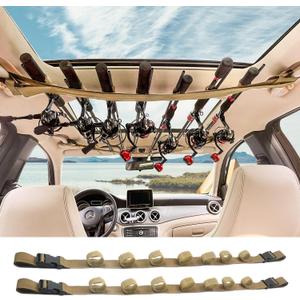 PSKOOK Vehicle Fishing Rod Holder, Fishing Rod Carrier for Car, Fishing Rod Rack 7 Rod Capacity, Heavy Duty Adjustable 33.5-66.9 Inch for SUV/Wagons/Van/Jeep/Truck, No-tool Installation